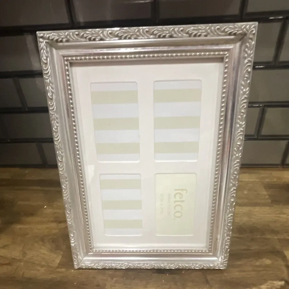 Fetco Ornate Silver Metal Multi-Photo Collage Frame 9x7 Fits 4 Photos 3x2